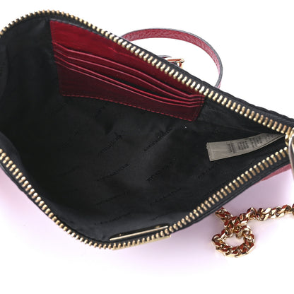 Burberry Signature Grain Calfskin Check Embossed Peyton Crossbody Clutch Bag Military Red 4 of 11