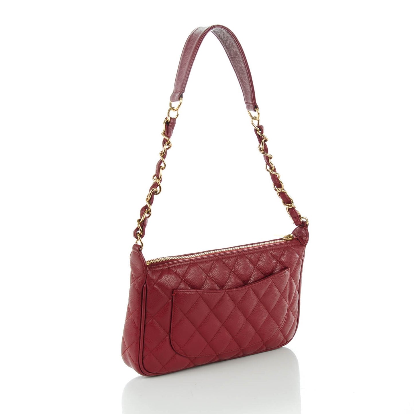 Caviar Quilted Shoulder Bag Dark Red