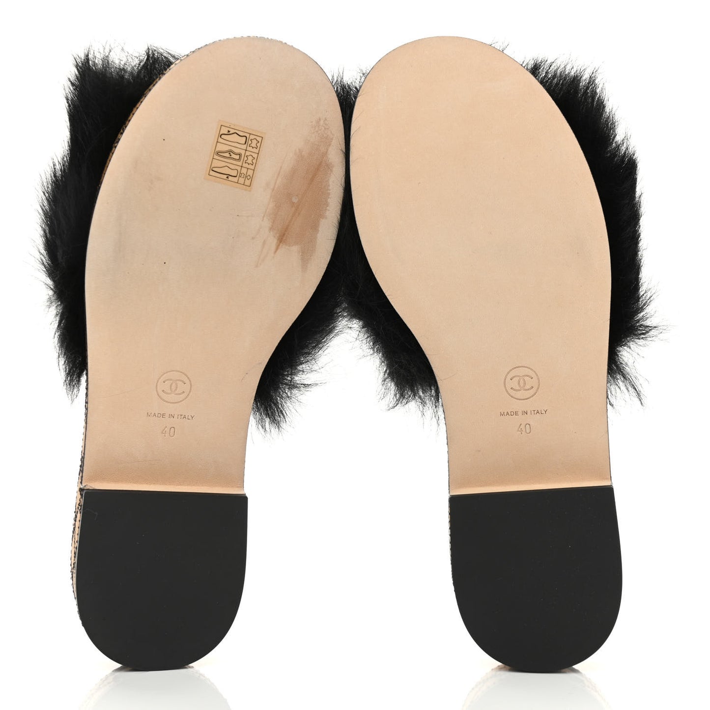 Shearling Lambskin CC Mules 40 Black White