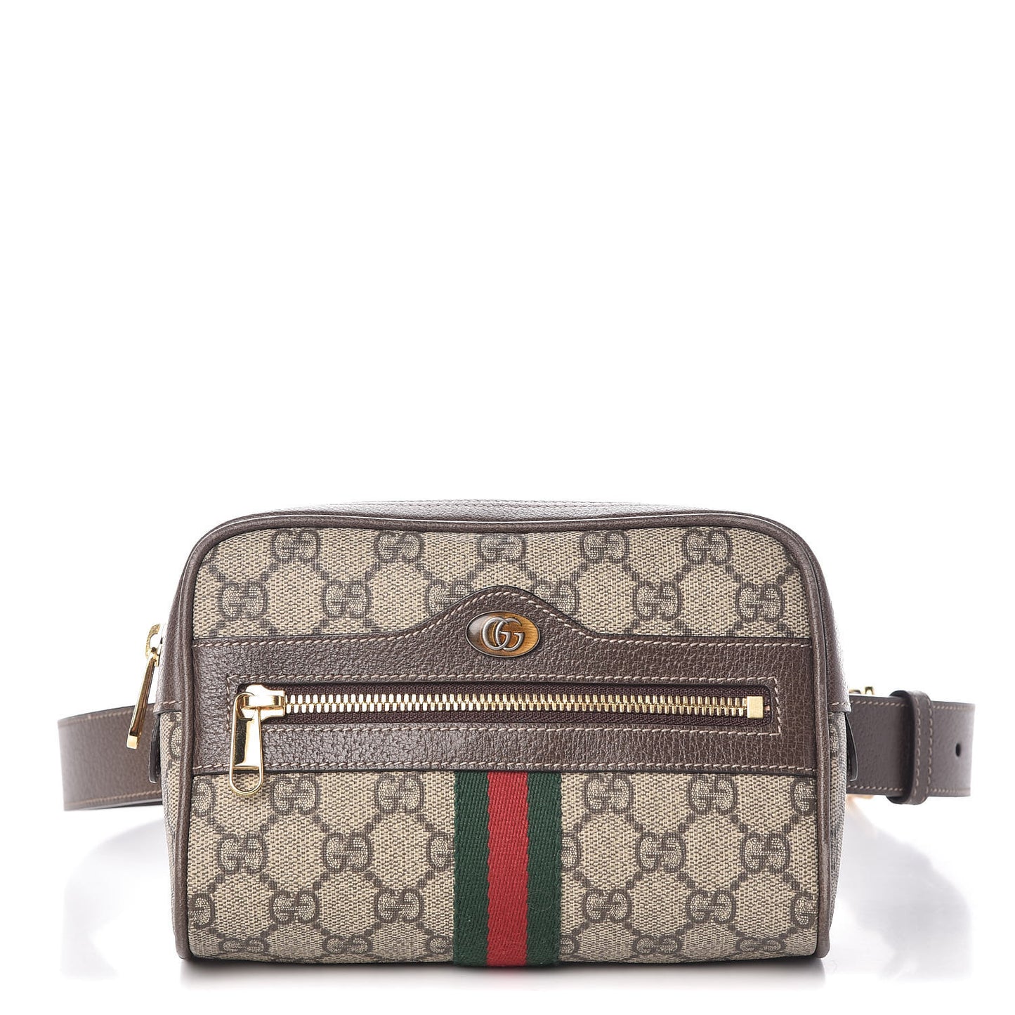 GG Supreme Monogram Web Small Ophidia Belt Bag 75 30 Dark Brown