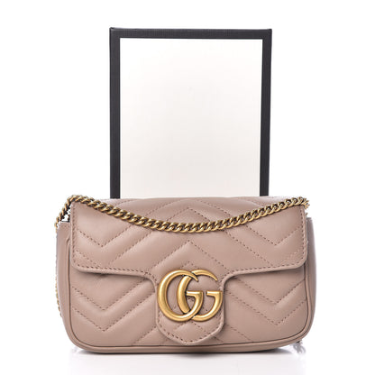 Gucci Calfskin Matelasse Super Mini GG Marmont Shoulder Bag Porcelain Rose 12 of 12