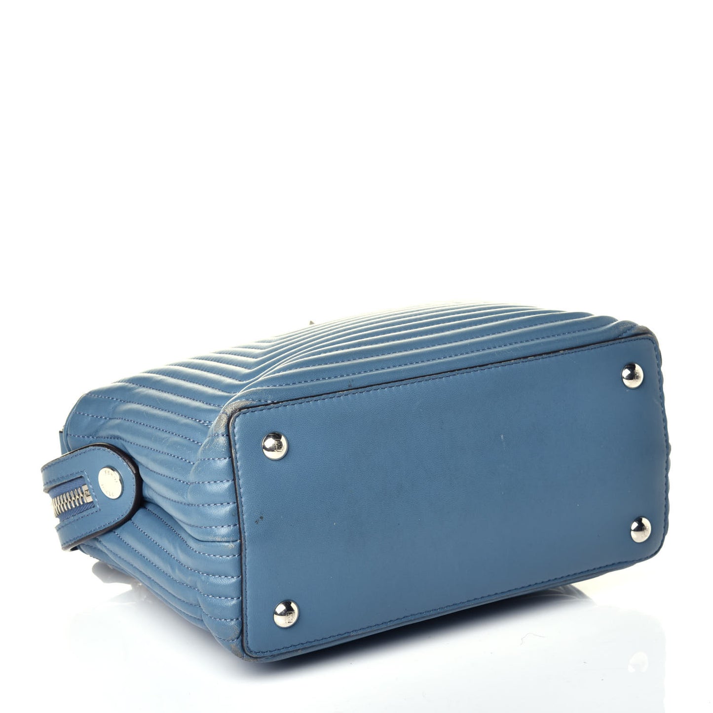 Shiny Nappa Trapuntata Small DotCom Click Top Handle Chain Satchel Blue