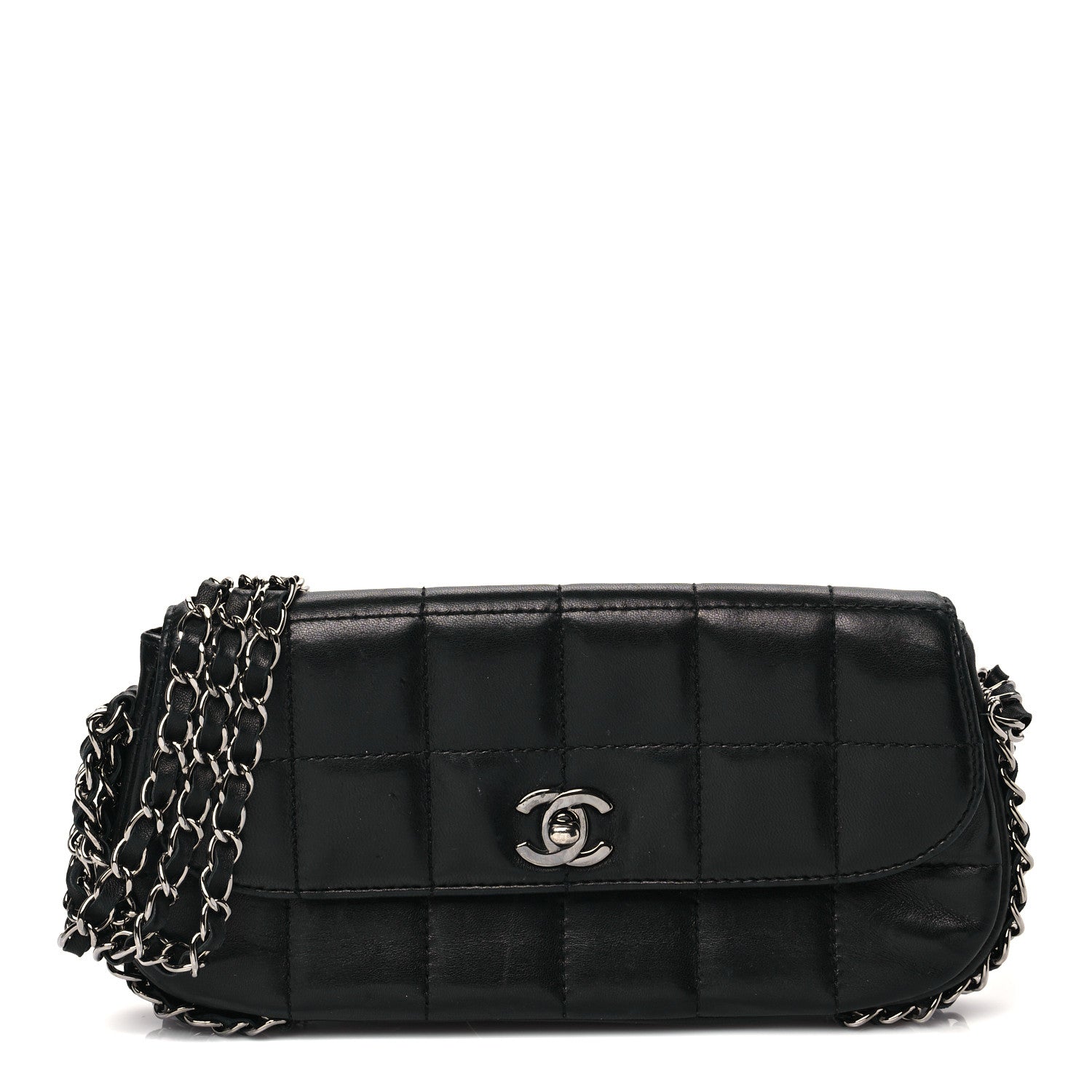 Chanel Lambskin Chocolate Bar Quilted Lambskin 3 Chain Flap Black 1 of 9