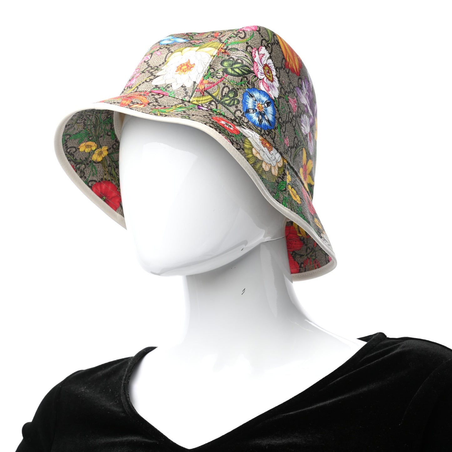 GG Supreme Monogram Flora Fedora Hat M White