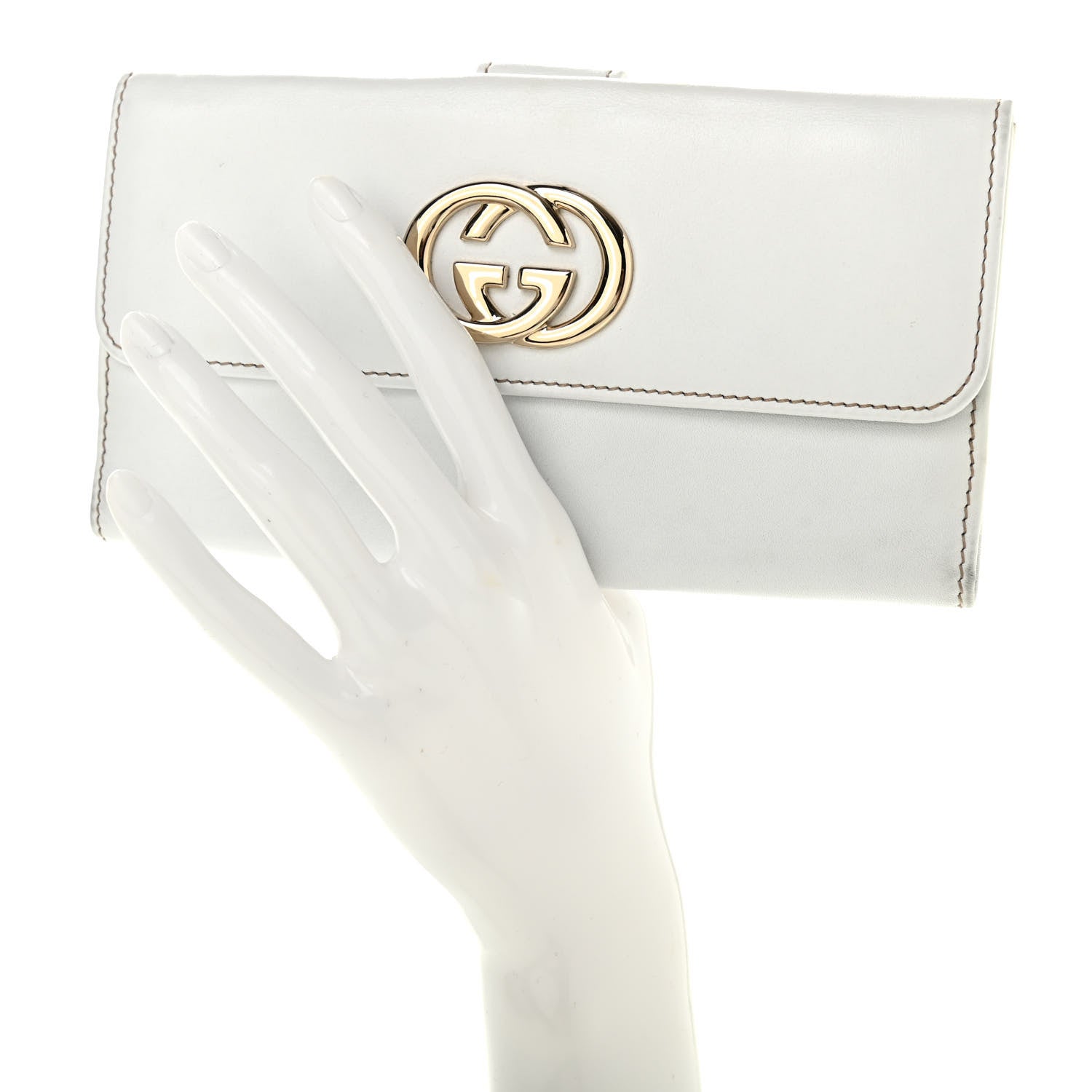 Gucci Calfskin Britt Continental Wallet White 2 of 12