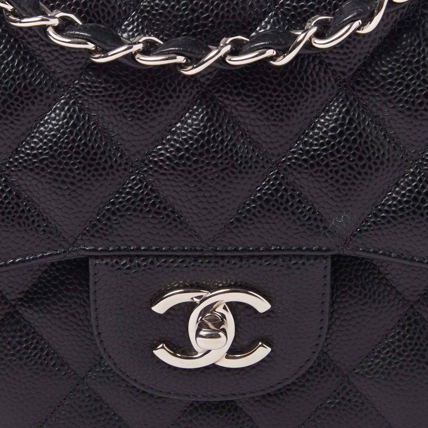 Caviar Quilted Jumbo Double Flap Black