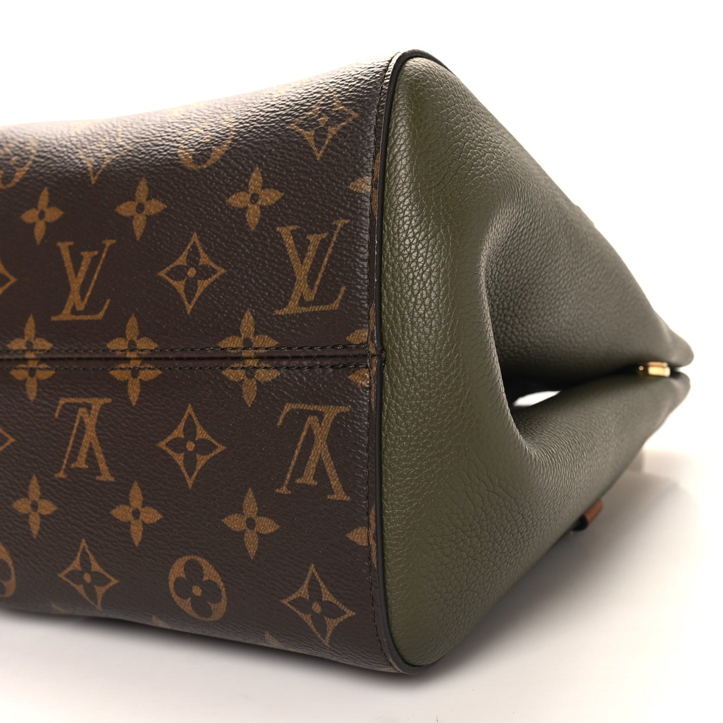 Calfskin Monogram Fold Tote PM Cream Khaki Black