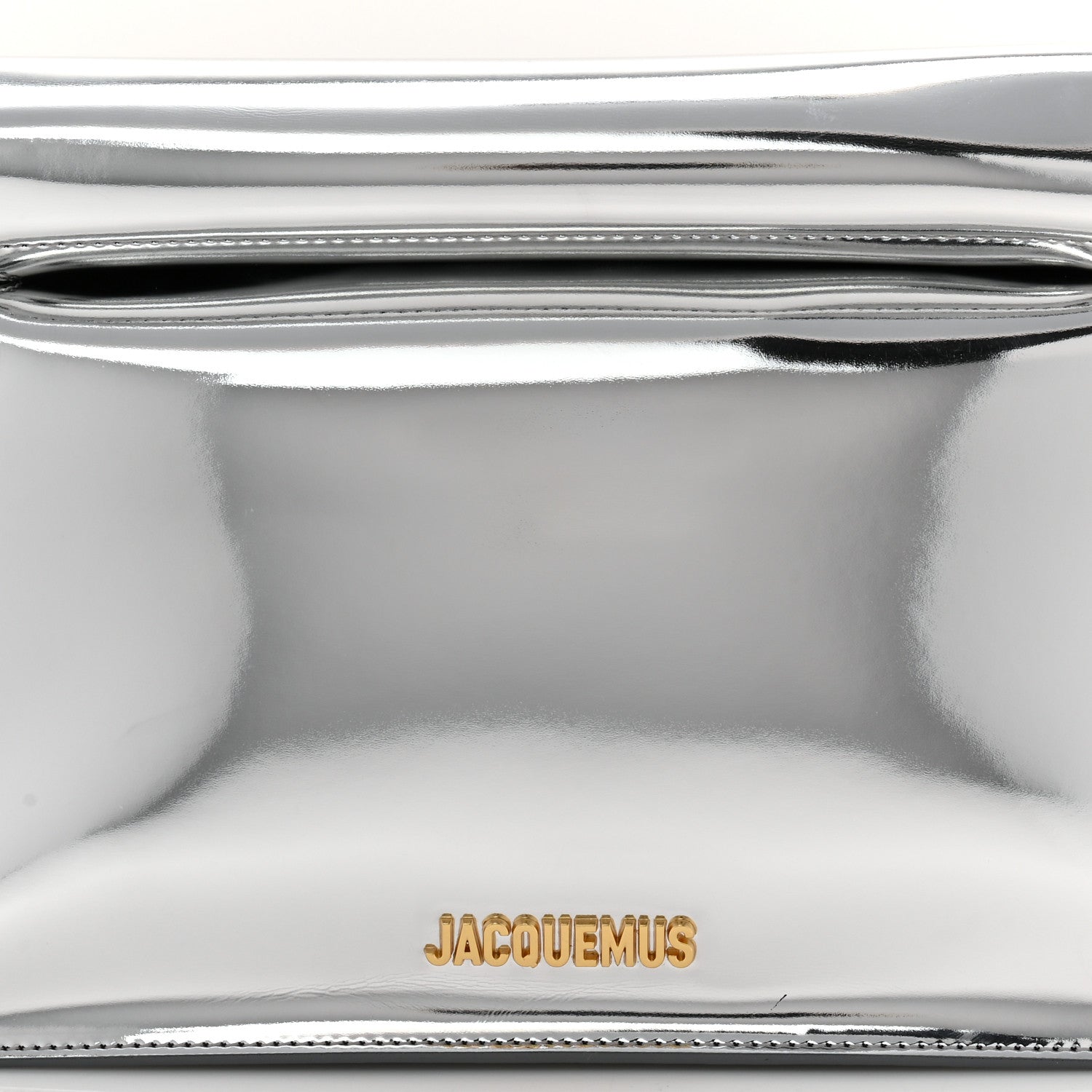Jacquemus Metallic Patent Calfskin La Pochette Rond Carre Silver 7 of 9