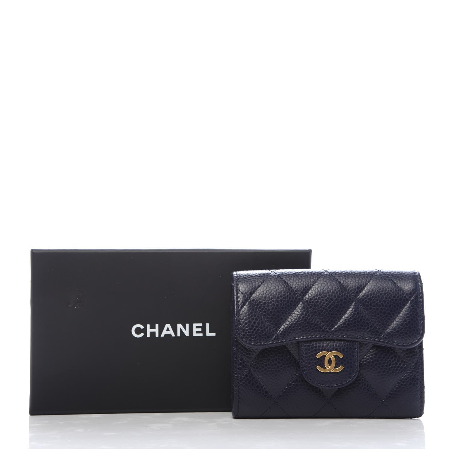 Chanel Caviar Quilted Flap Card Holder Wallet Navy Blue 8 of 8
