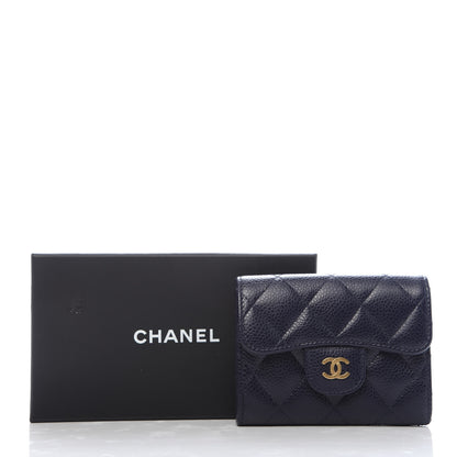 Chanel Caviar Quilted Flap Card Holder Wallet Navy Blue 8 of 8