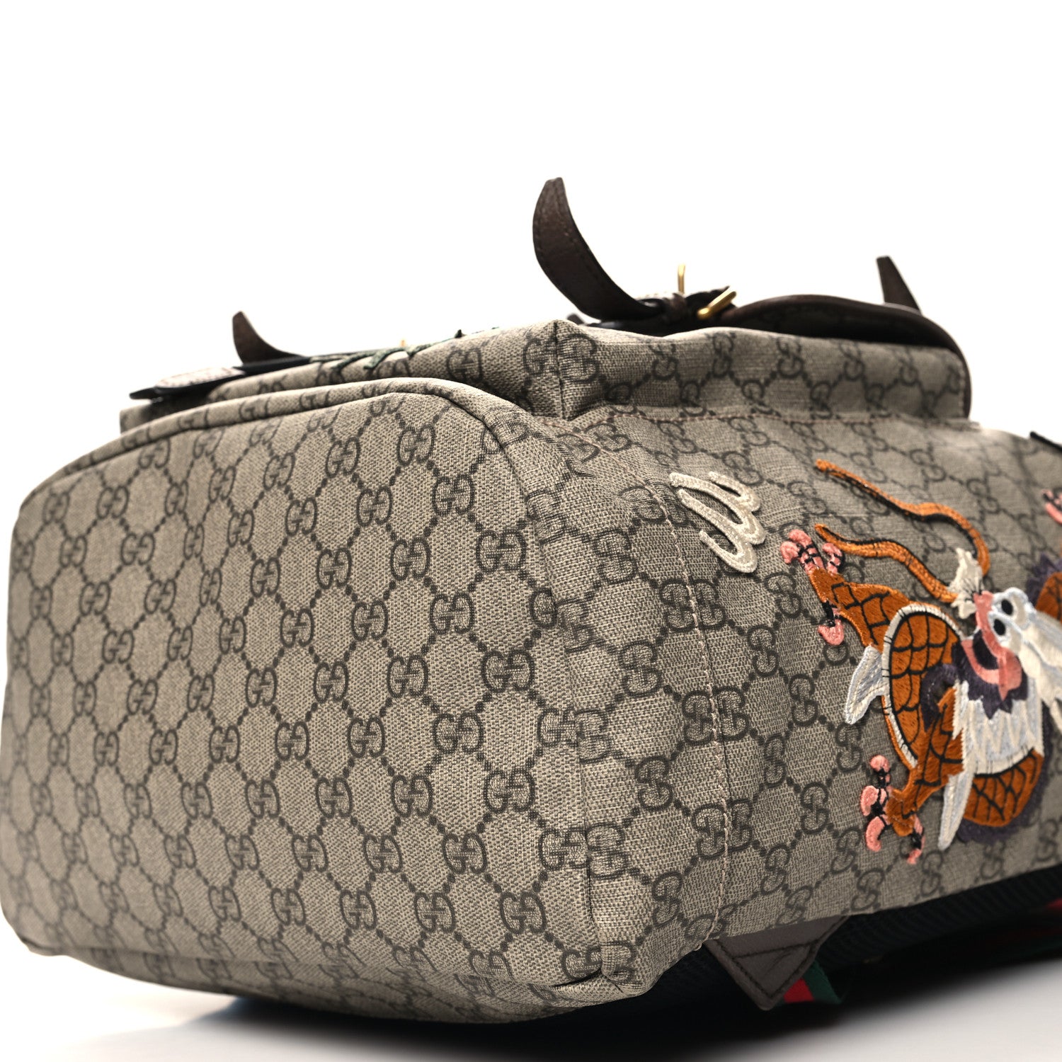Gucci Soft GG Supreme Monogram Courrier Web Double Buckle Backpack
