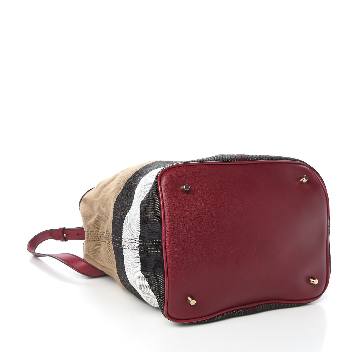 Grainy Calfskin Canvas Mega Check Medium Ashby Tassel Hobo Burgundy Red