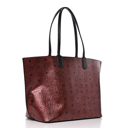 MCM Metallic Visetos Shopper Tote Scooter Red 3 of 13