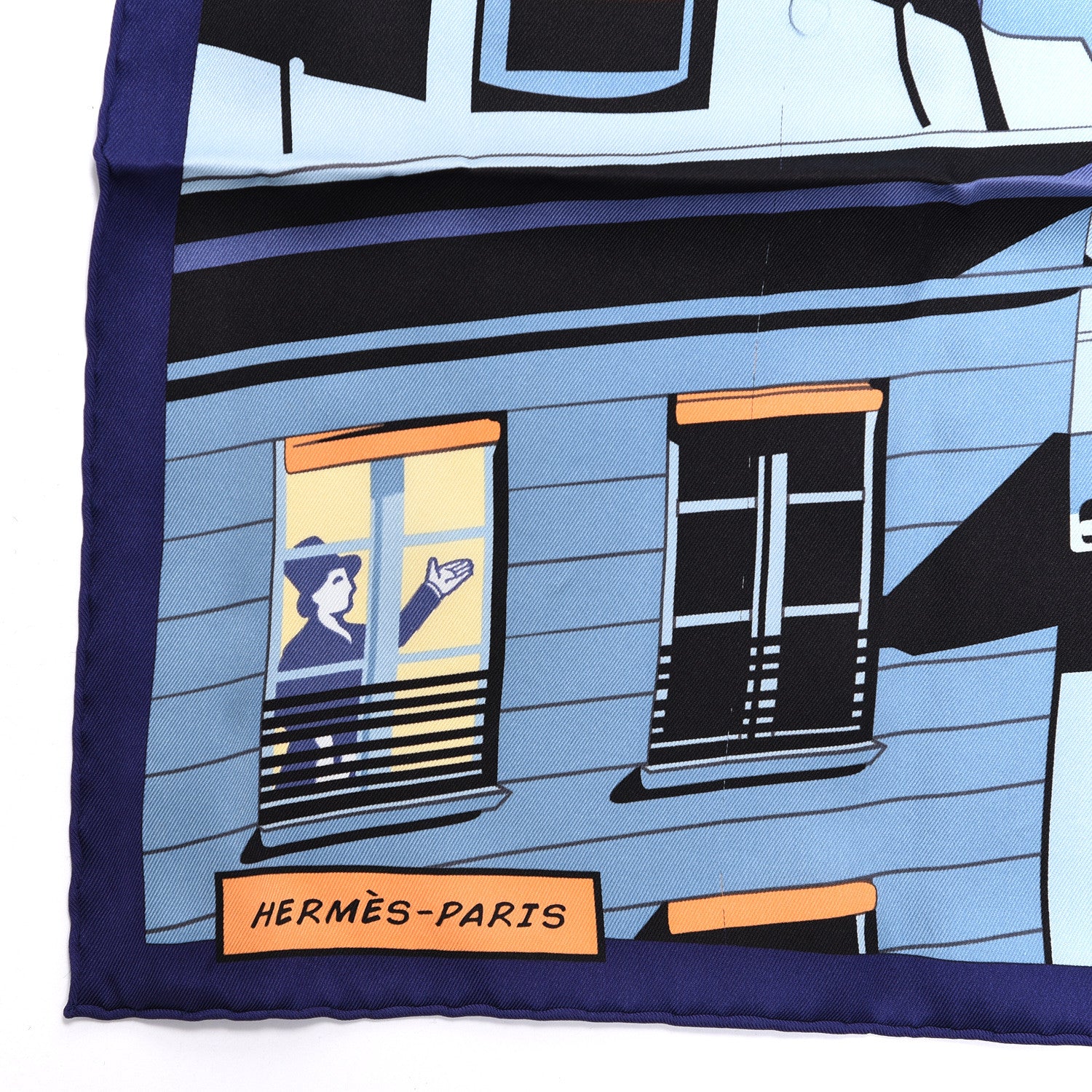 Hermes Silk Minuit Au Faubourg Scarf 70 Bleu Nuit Lavande Orange 2 of 7