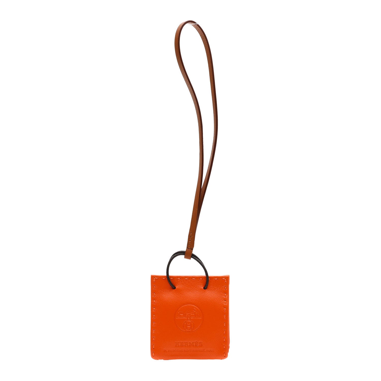 Hermes Milo Lambskin Swift Shopping Bag Charm Feu Gold 1 of 5