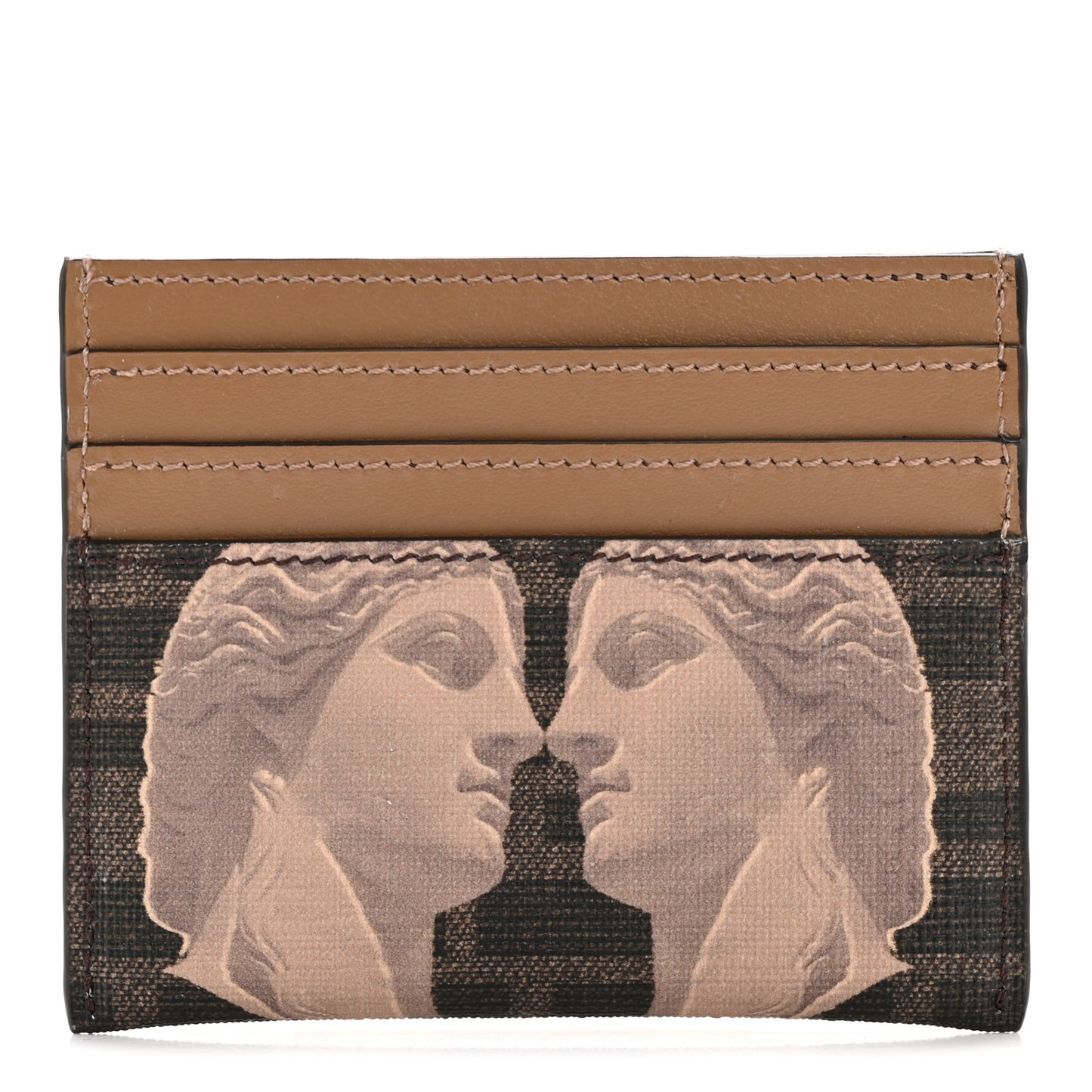 Glazed Fabric Vitello FF 1974 Statue Card Holder Moro Sand