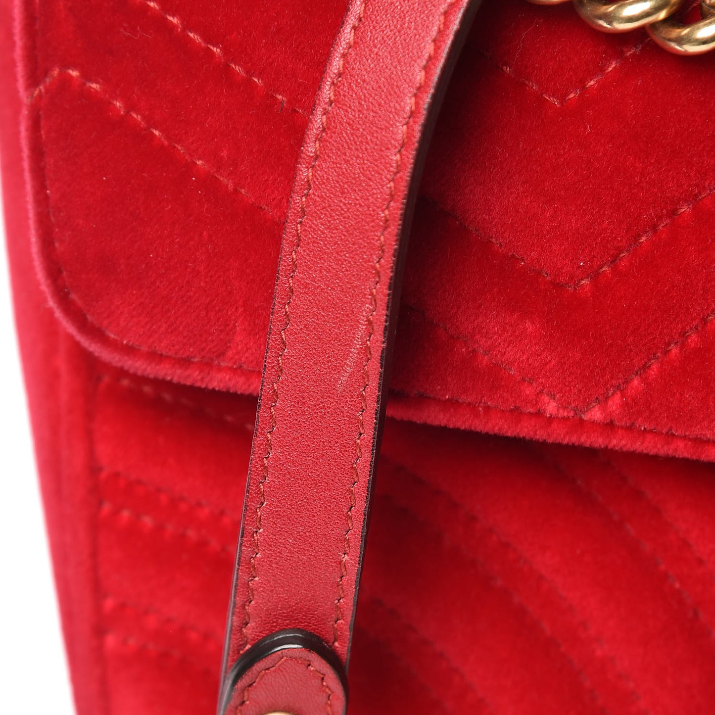 Velvet Matelasse Small GG Marmont Shoulder Bag Hibiscus Red