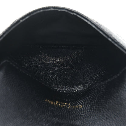 Saint Laurent Grain De Poudre Matelasse Chevron Monogram Compact Wallet Black 5 of 6