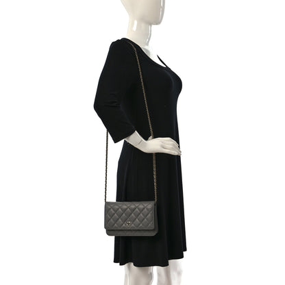 Chanel Caviar Quilted Wallet On Chain WOC Grey 2 of 11