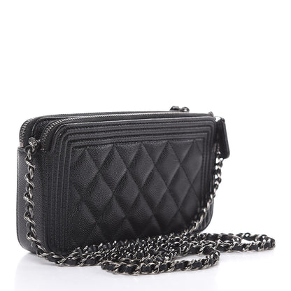 Chanel Caviar Quilted Small Boy Clutch With Chain Black 3 of 11