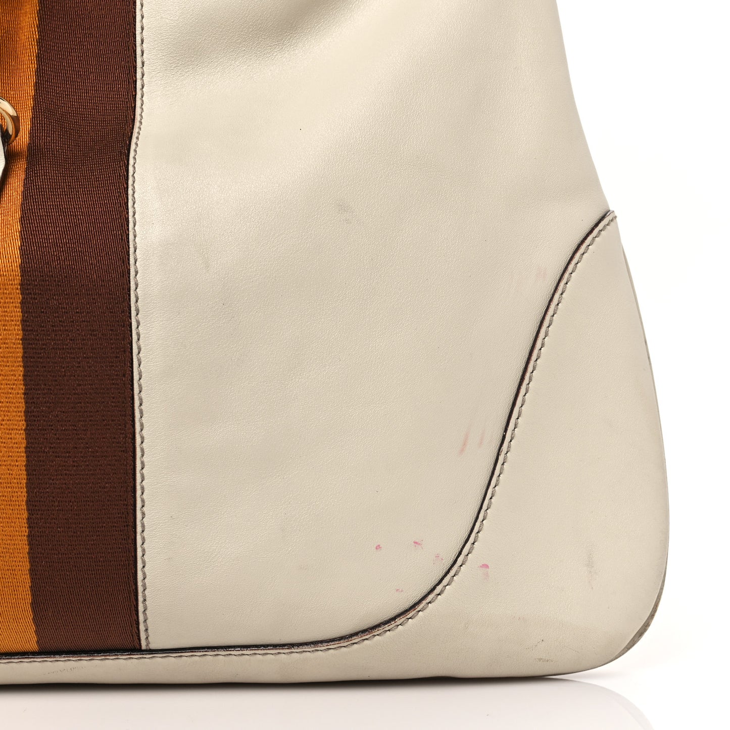 Calfskin Web Large Jackie O Bouvier Hobo White