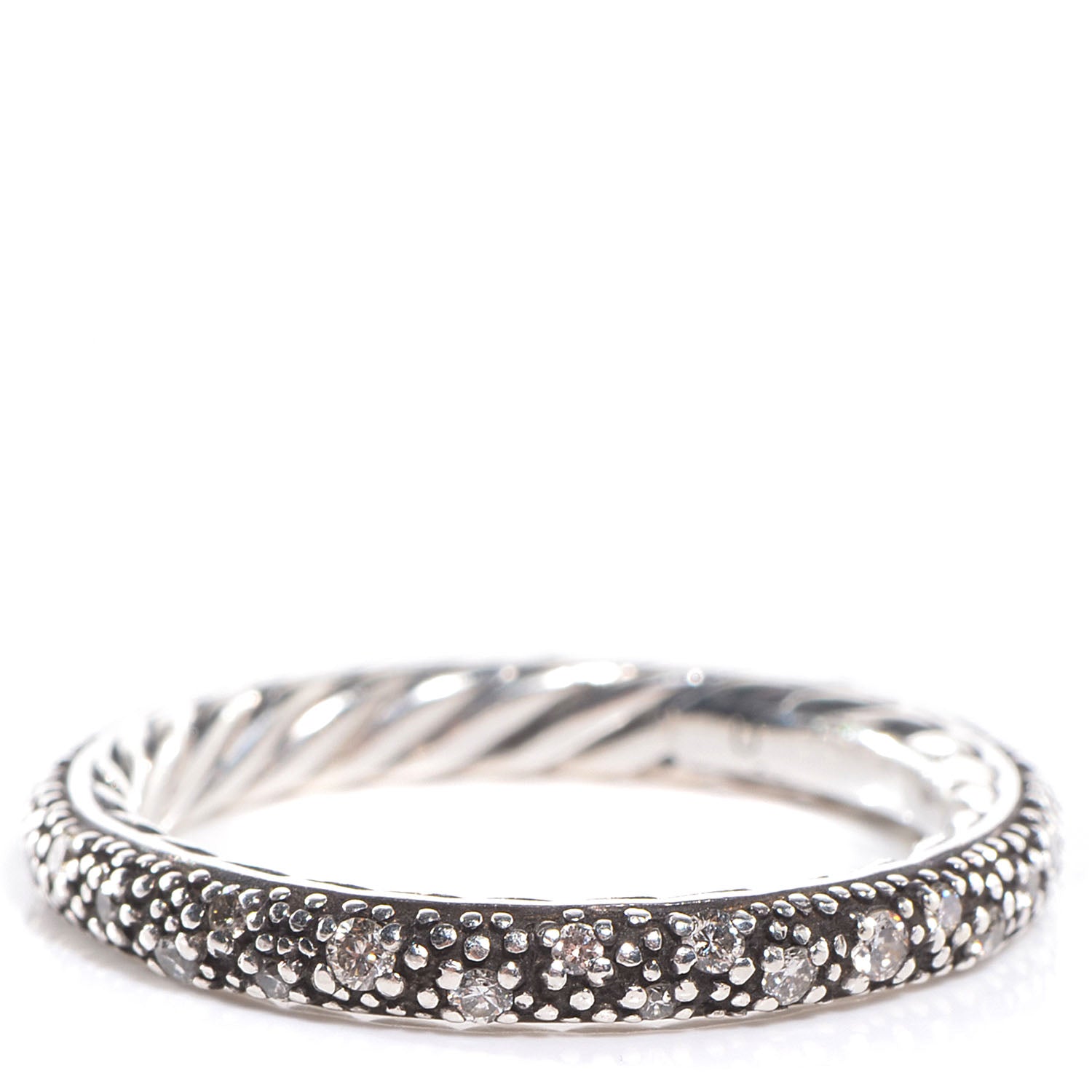 David Yurman Sterling Silver Pave Diamond Midnight Melange 3mm Band Ring 6 1 of 6