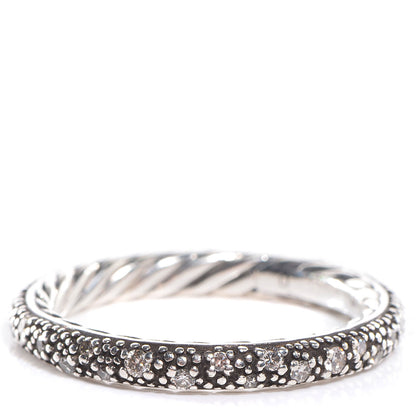 David Yurman Sterling Silver Pave Diamond Midnight Melange 3mm Band Ring 6 1 of 6