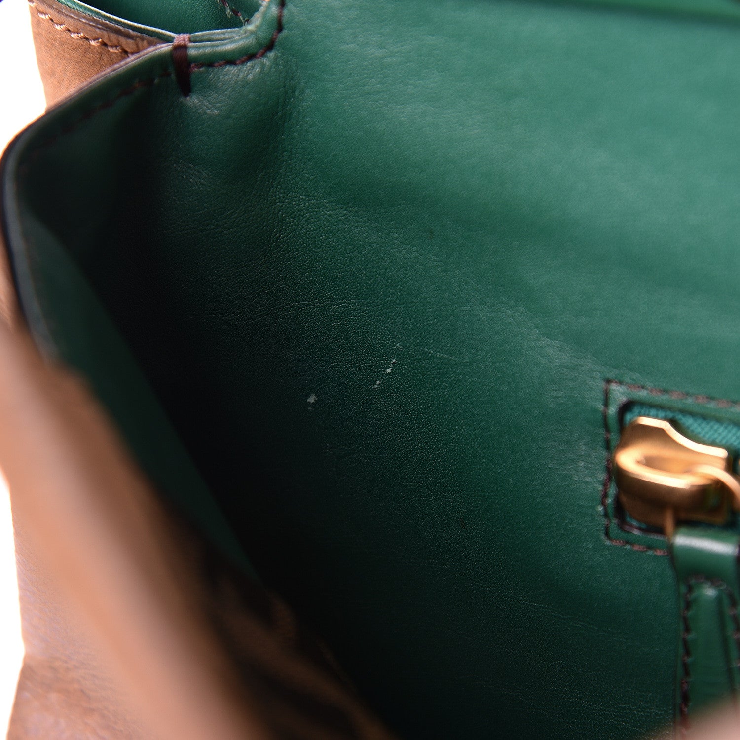 Fendi Buffalo Vitello Large Peekaboo Iconic Satchel Tobacco Verde 28 of 29