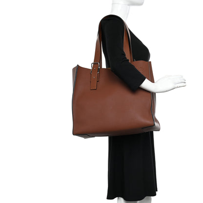 Loewe Grained Calfskin Buckle Tote Brown 2 of 11