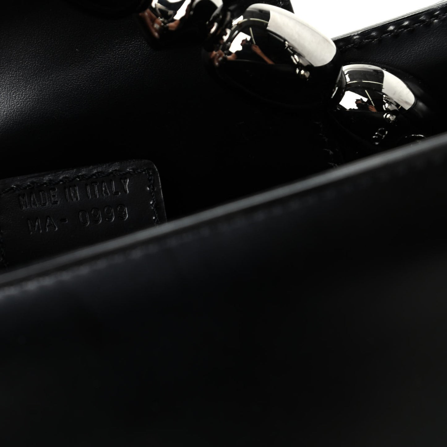 Calfskin Pearl Beaded Mini Maris Top Handle Bag Black