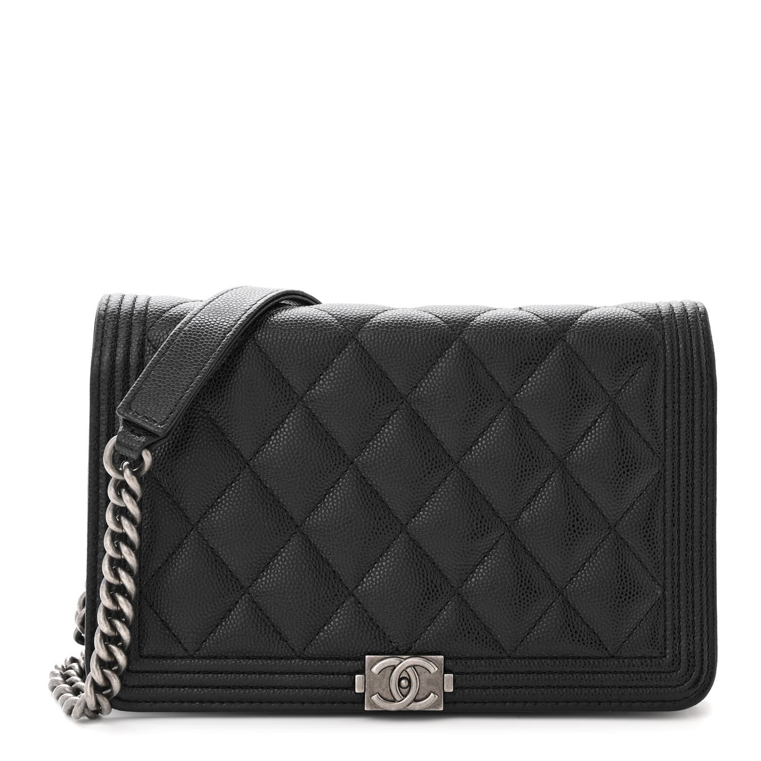 Chanel Caviar Quilted Boy Wallet On Chain WOC Black 1 of 12