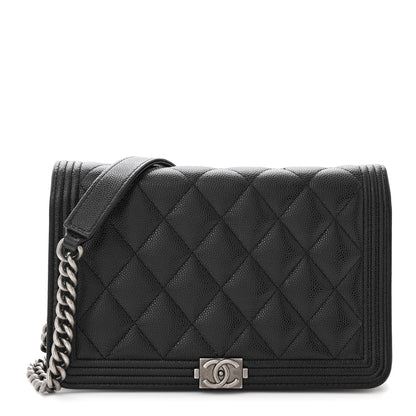 Chanel Caviar Quilted Boy Wallet On Chain WOC Black 1 of 12