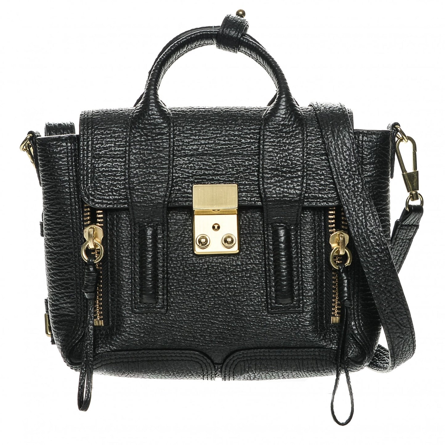 3.1 Textured Calfskin Mini Pashli Satchel Black
