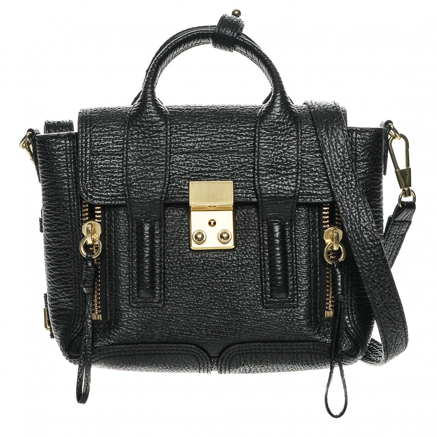 3.1 Phillip Lim 3.1 Textured Calfskin Mini Pashli Satchel Black 1 of 7