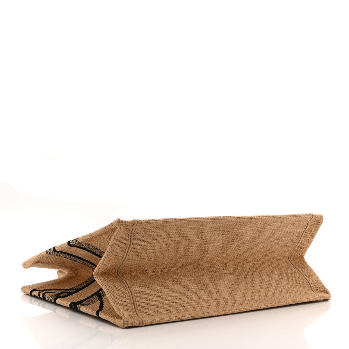 Christian Dior Canvas Jute Embroidered Medium Book Tote Black Beige 4 of 10