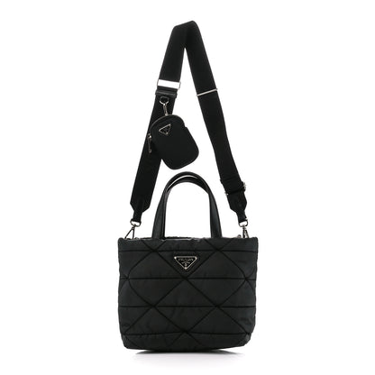 Prada Re-Nylon Nappa Triangle Quilted Padded Double Handled Zip Pocket Tote Black 1 of 13