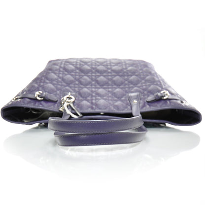 Christian Dior Coated Canvas Cannage Medium Panarea Tote Purple 5 of 8