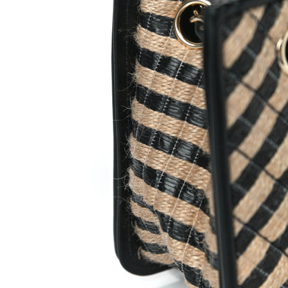 Chanel Raffia Jute Striped Urban Jungle Bucket Bag Black Beige 13 of 14