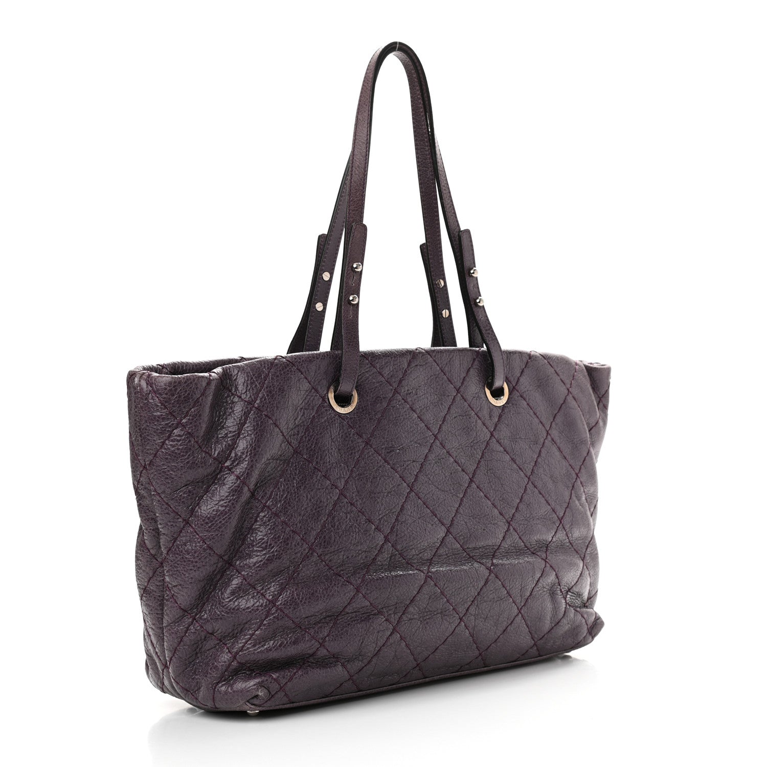 Chanel Glazed Calfskin Large On The Road Tote Purple 3 of 13