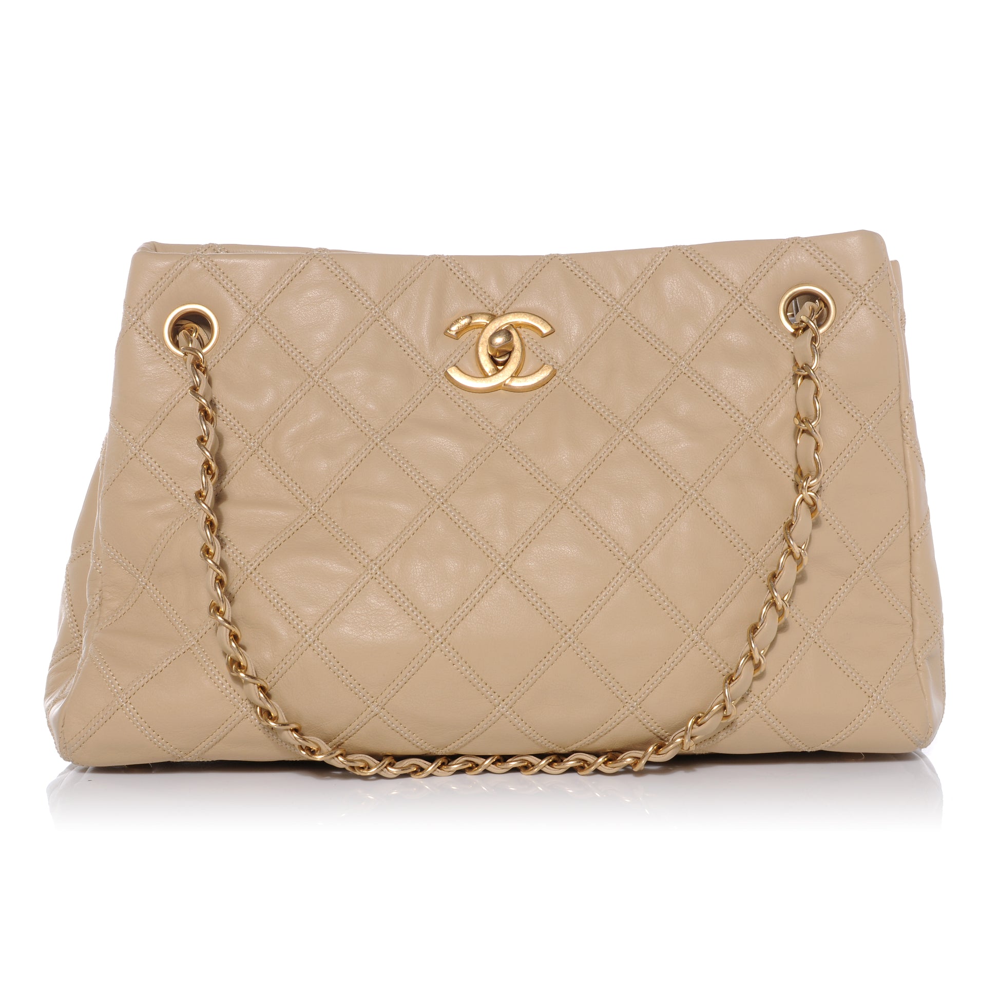 Chanel Calfskin Stitched Thin City Accordion Tote Beige 1 of 9