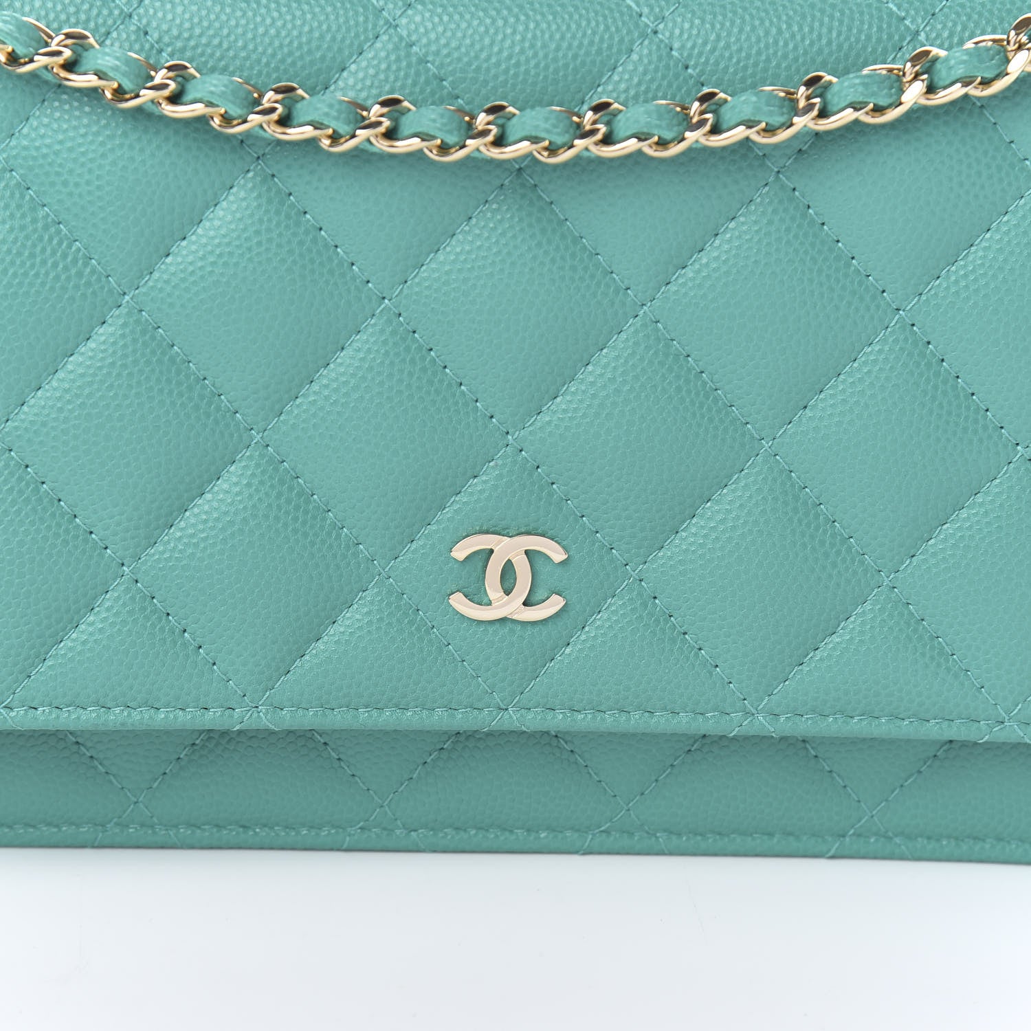 Chanel Caviar Quilted Wallet On Chain WOC Turquoise 11 of 12