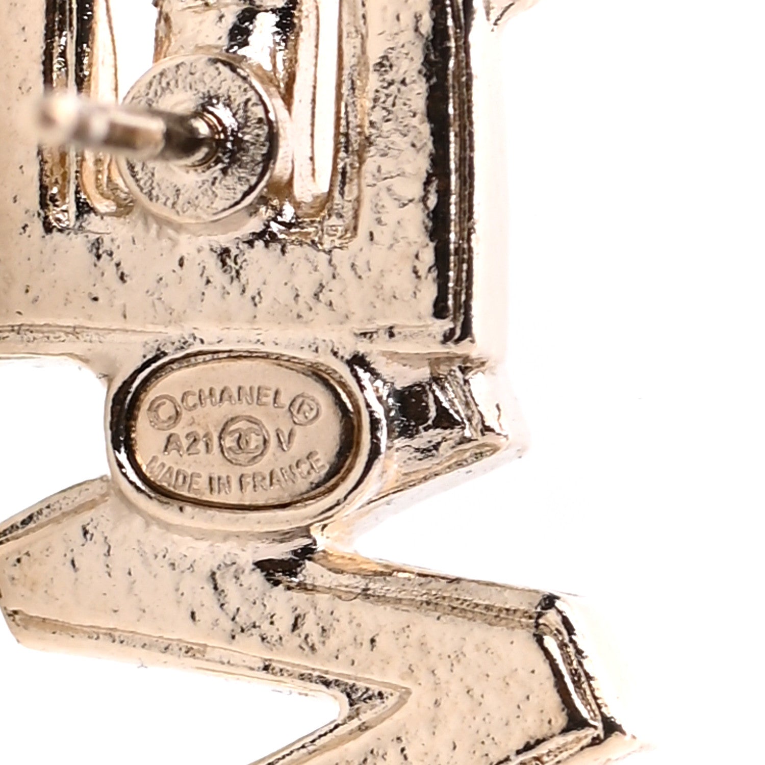Chanel Crystal Pearl Signature Stud Earrings Gold 4 of 4
