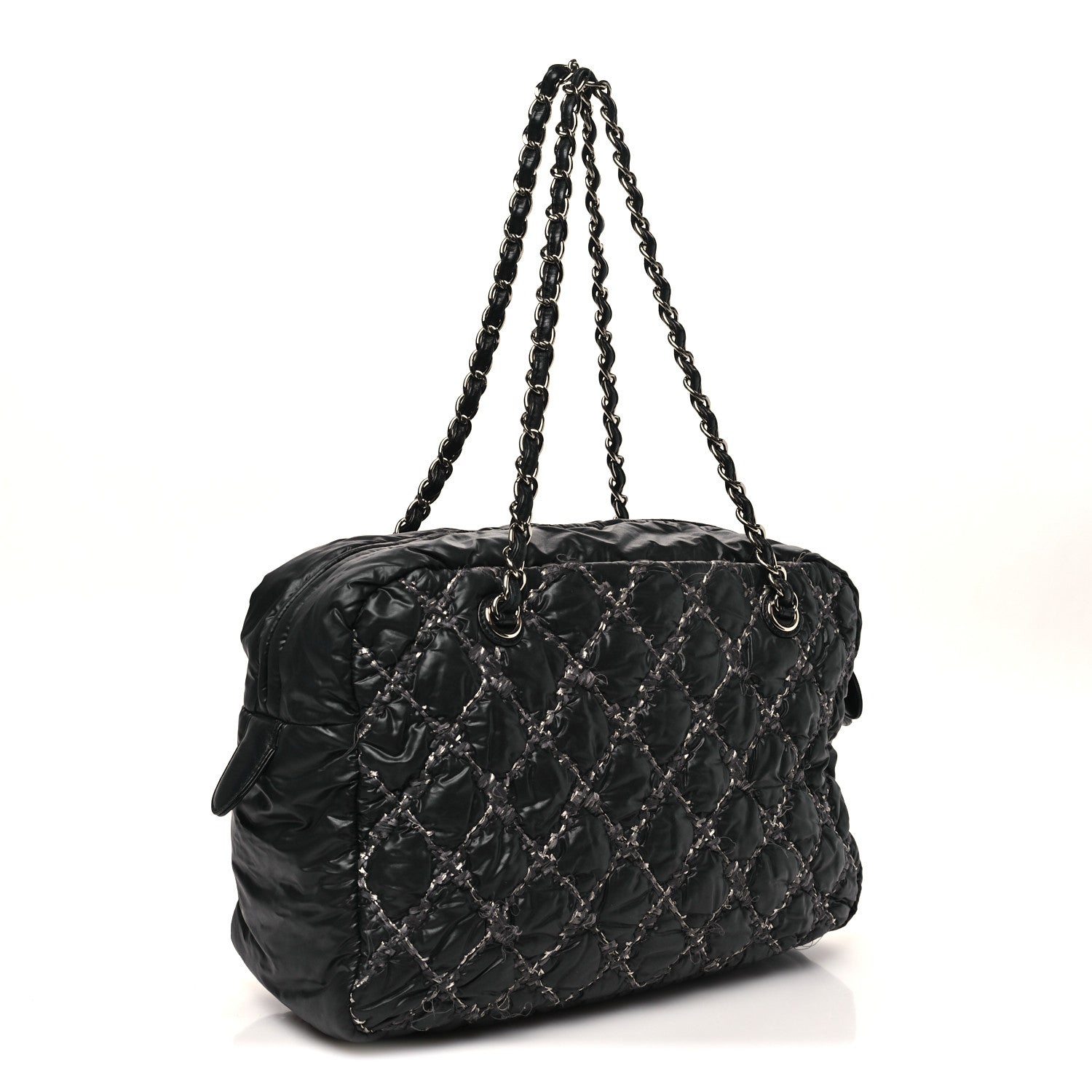 Chanel Nylon Quilted Tweed Stitch Bubble Camera Case Black 3 of 11