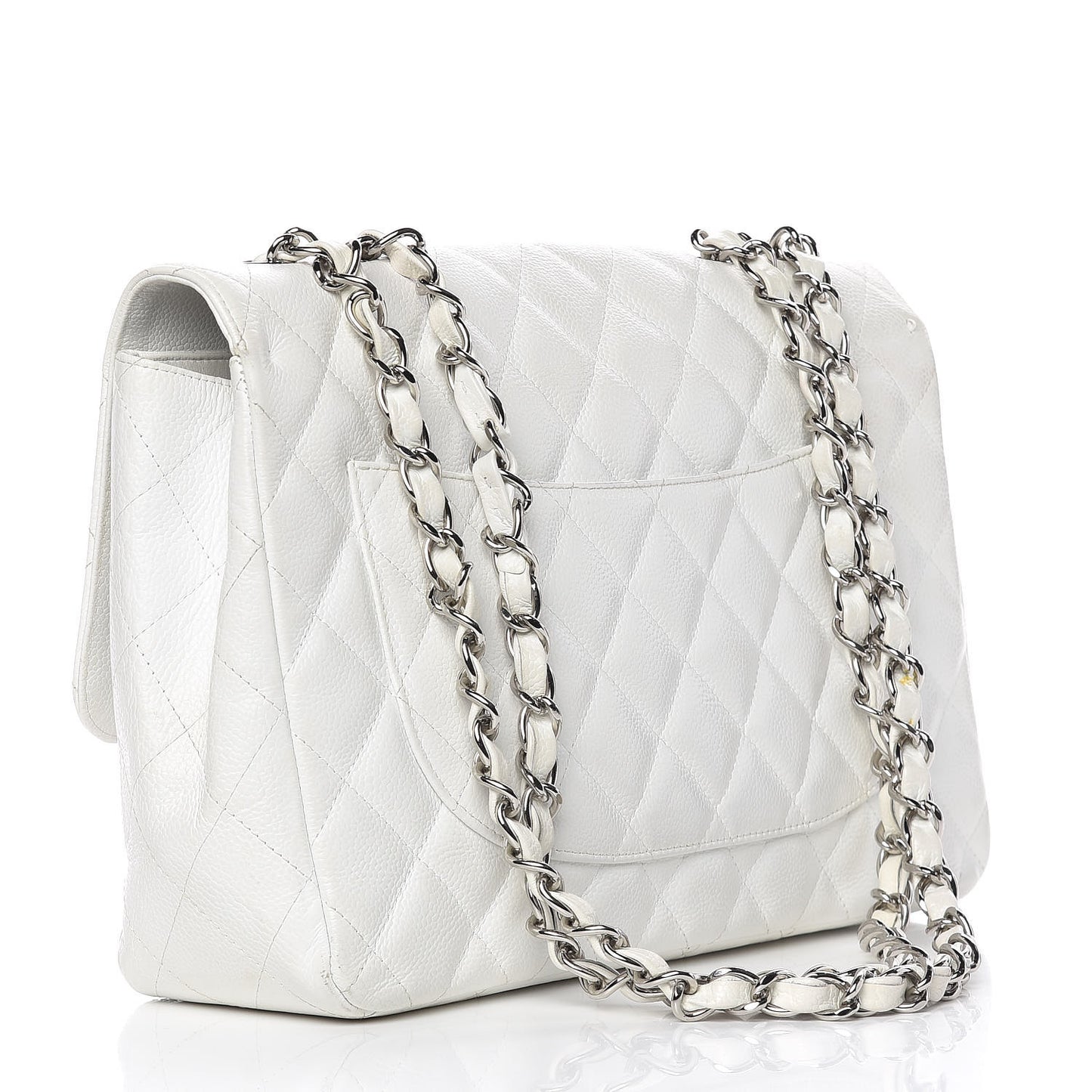 Caviar Quilted Jumbo Single Flap White
