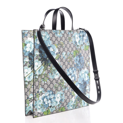Gucci Soft GG Supreme Monogram Blooms Vertical Tote Blue 4 of 10