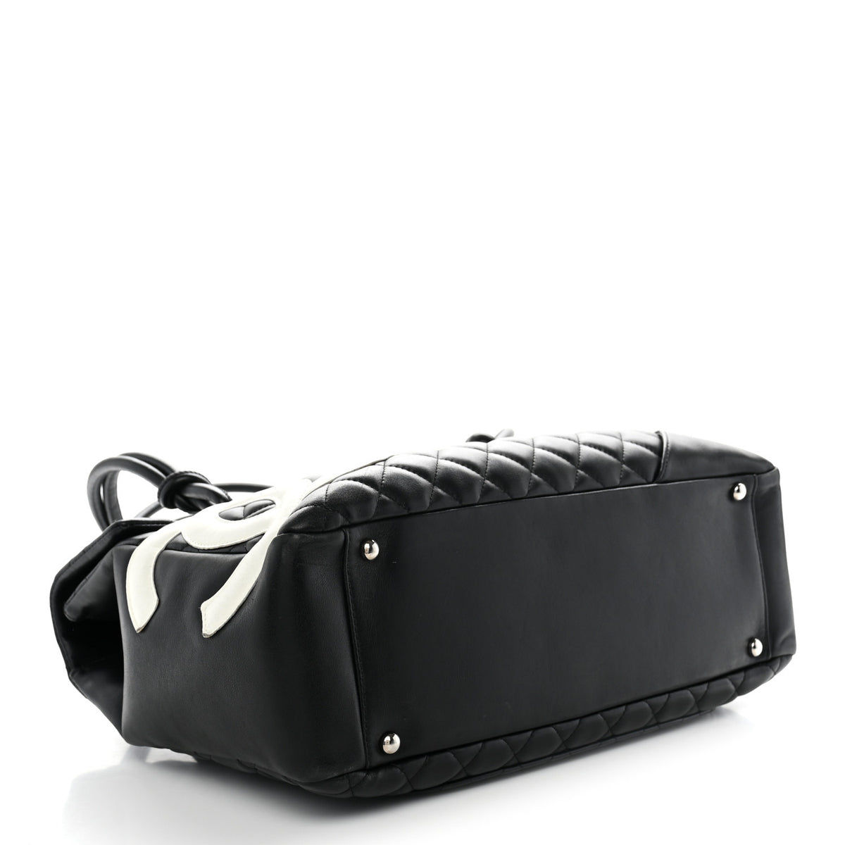 Calfskin Quilted Large Cambon Flap Black White