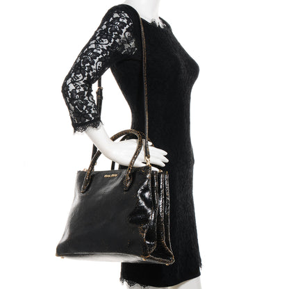 Miu Miu Leather Craquele Handbag Nero Black 2 of 10