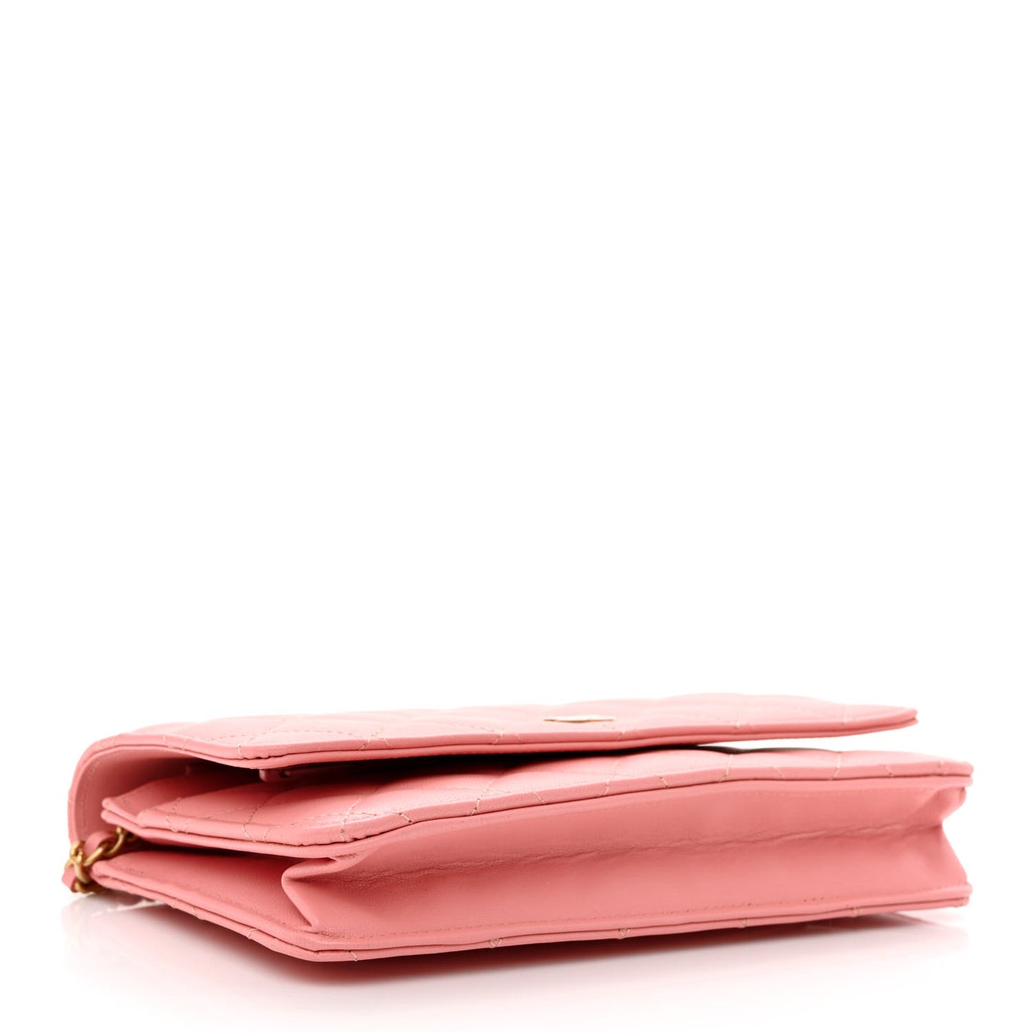 Lambskin Quilted Wallet On Chain WOC Pink