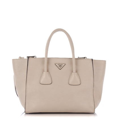 Prada Glace Calf Twin Pocket Tote Quarzo 1 of 8