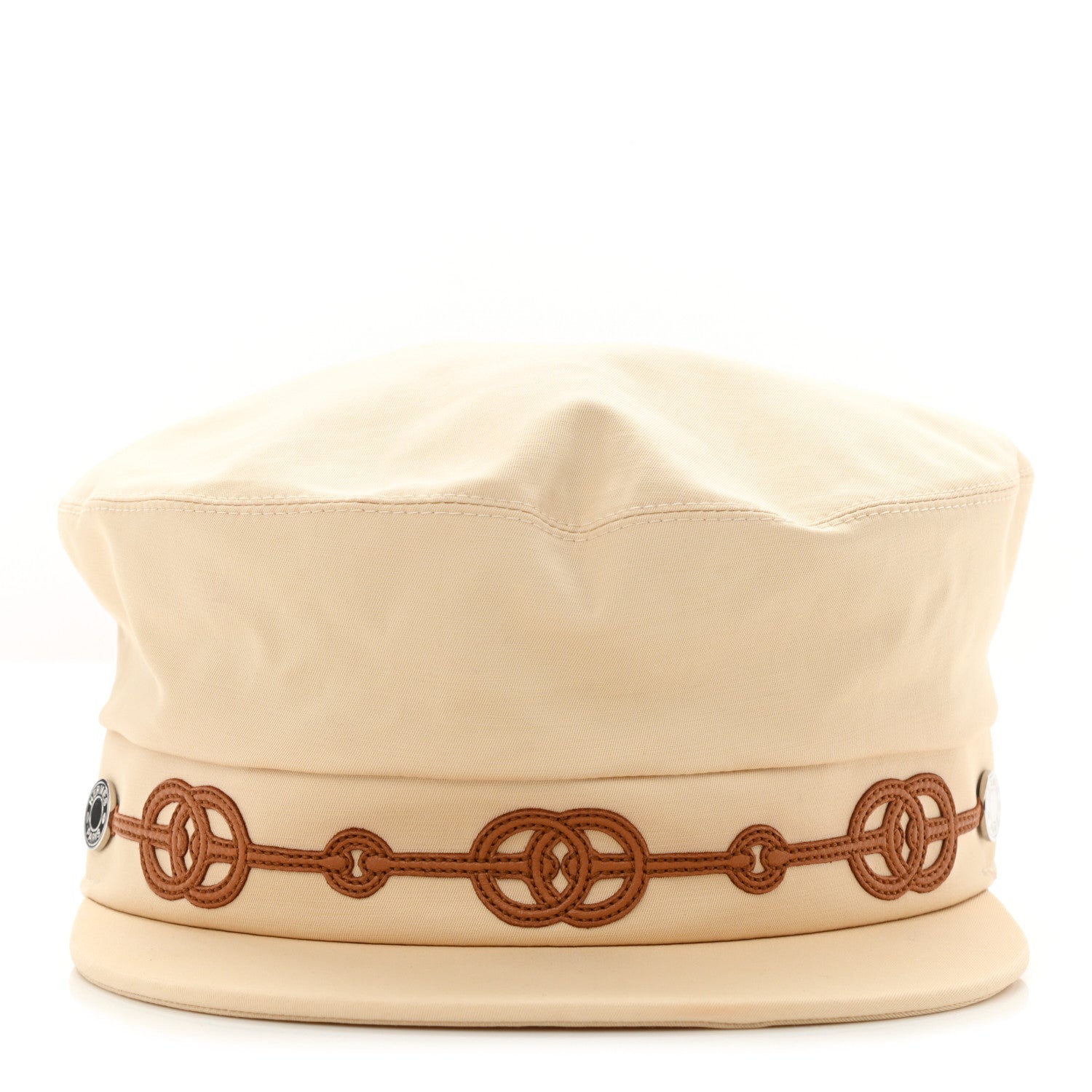 Hermes Double Linen Twill Casquette Cabourg Cliquetis Cap 57 White Creme 3 of 8